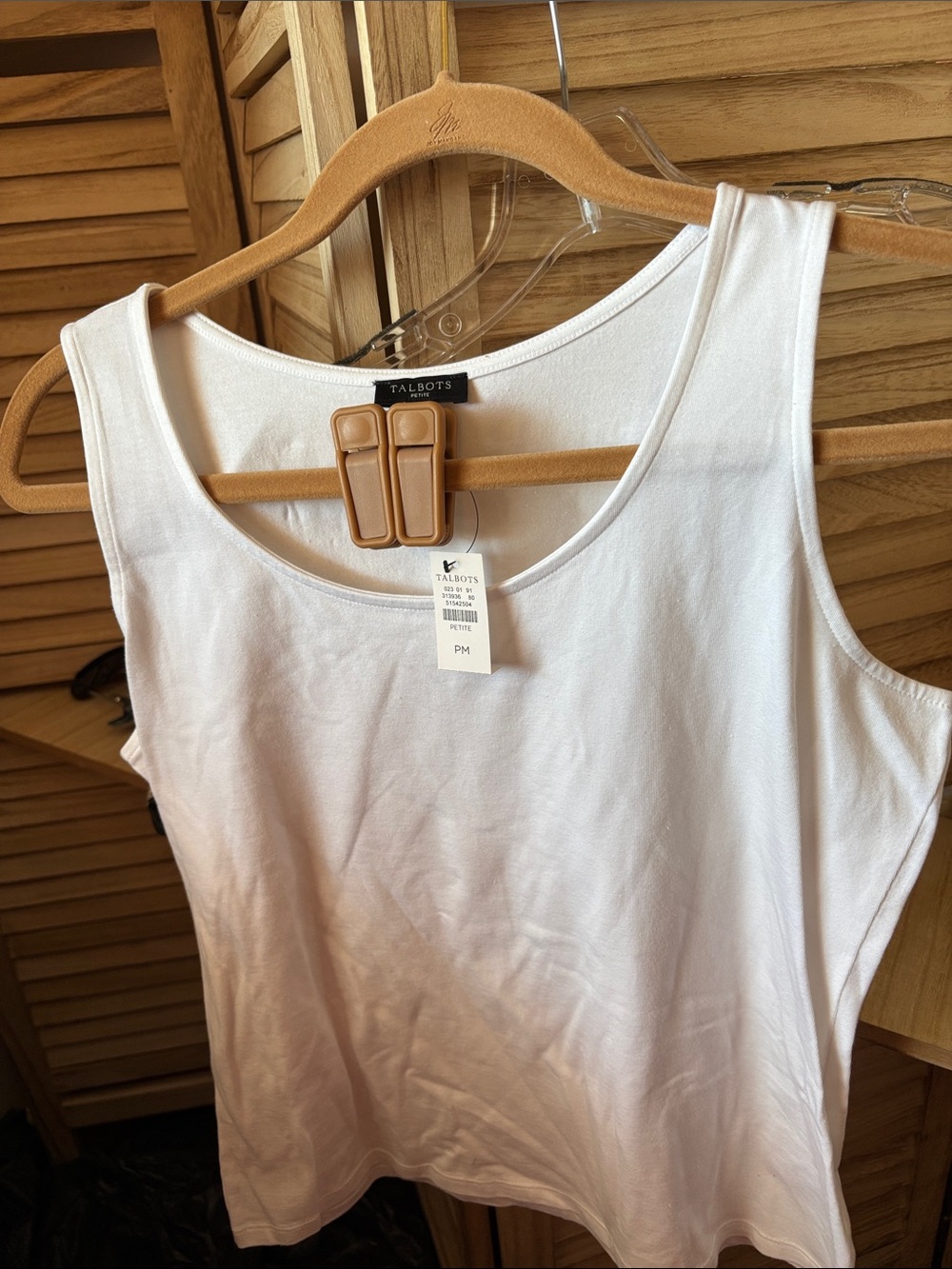 Talbots White Scoop Neck Cotton Tank Top Petite Medium NWT